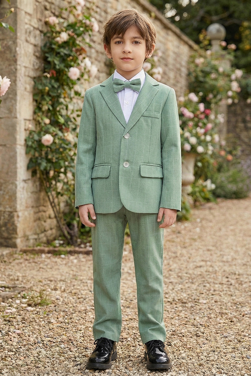 Boys Sage Green Check 2-Piece Suit