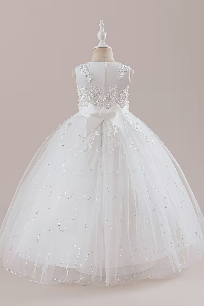 White Lace Mesh A-Line Dress