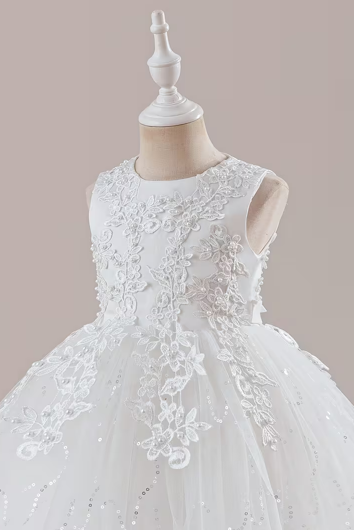 White Lace Mesh A-Line Dress