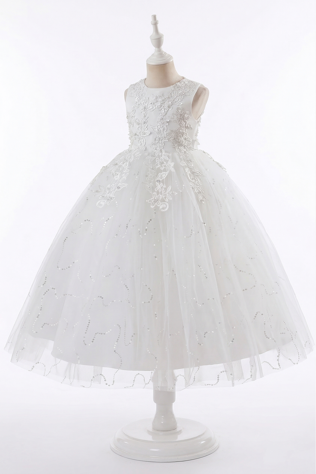 White Lace Mesh A-Line Dress