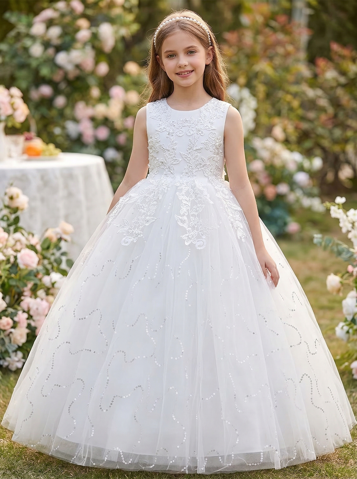 White Lace Mesh A-Line Dress