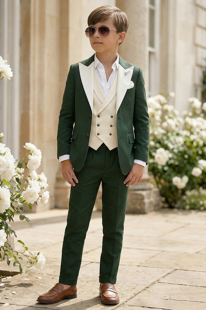 Boys Green Tuxedo 3-Piece Suit for Weddings
