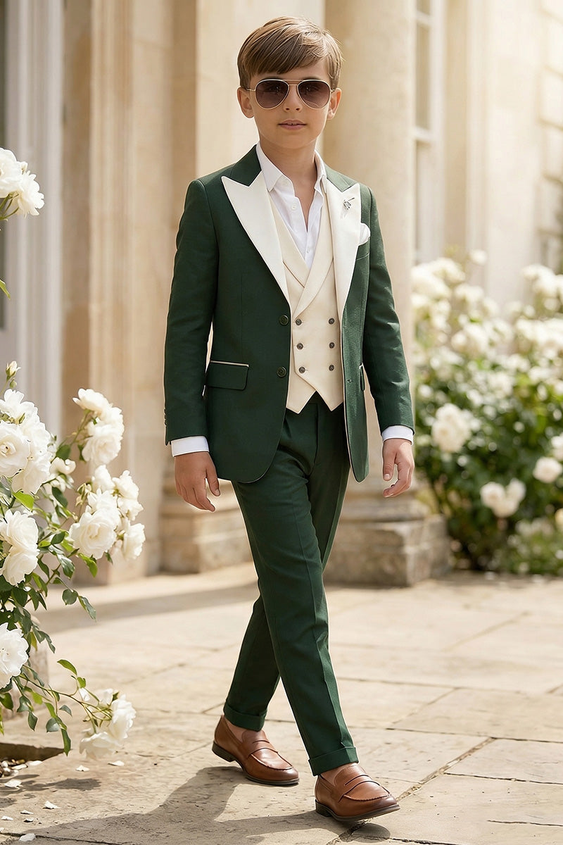 Boys Green Tuxedo 3-Piece Suit for Weddings