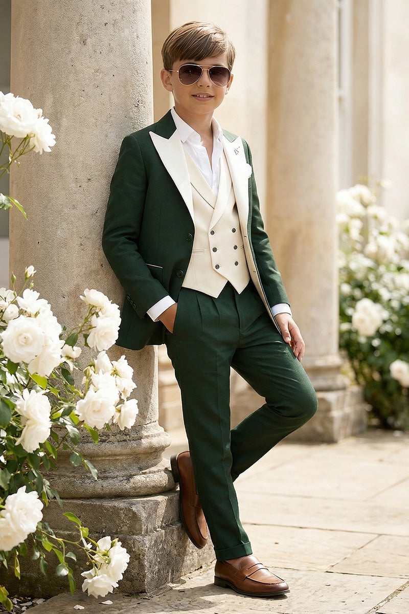 Boys Green Tuxedo 3-Piece Suit for Weddings