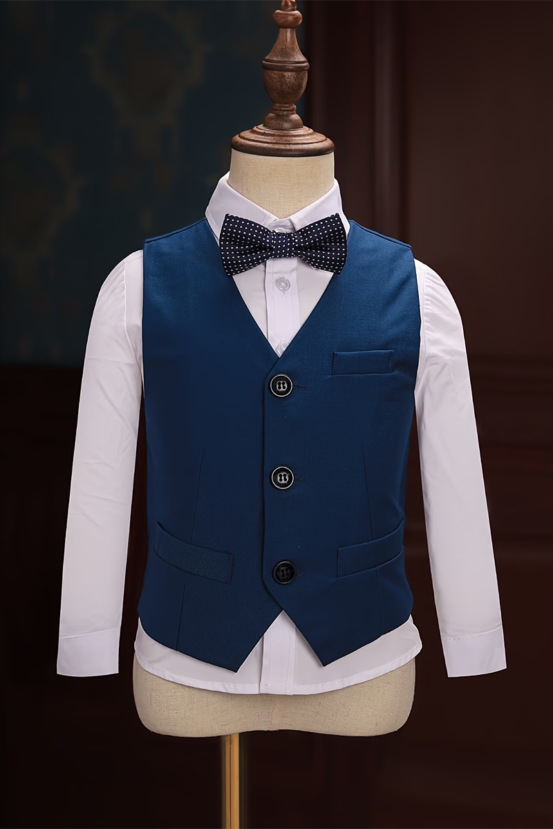 Boys Navy Blue 3-Piece Suit for Weddings