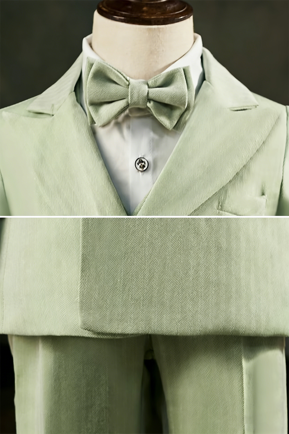 Boys Sage Green Double-Breasted 2-Piece Suit