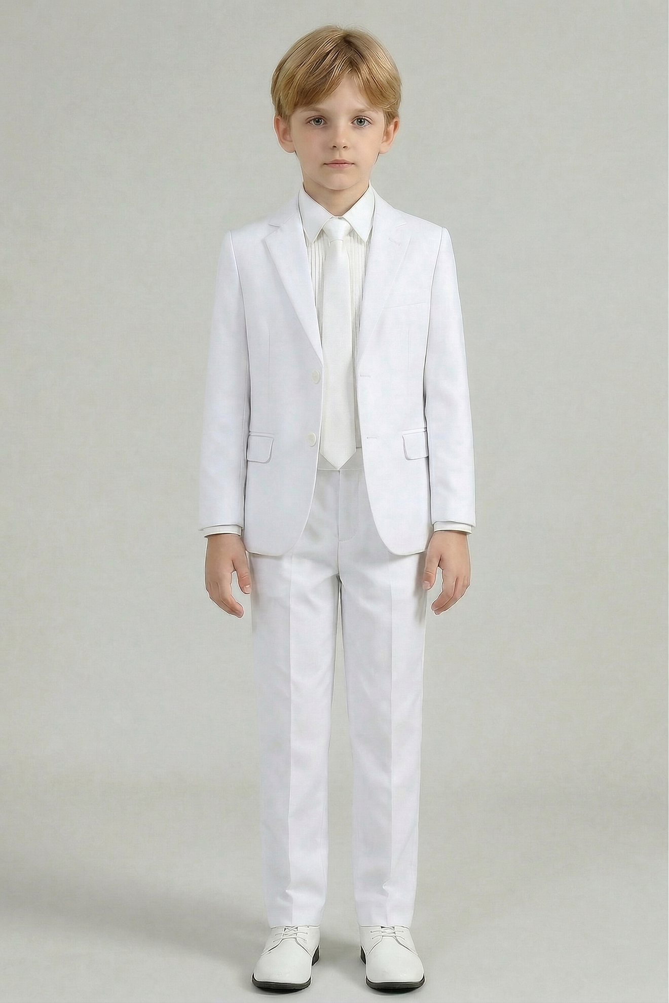White Lapel Single-Breasted 2-Piece Suit