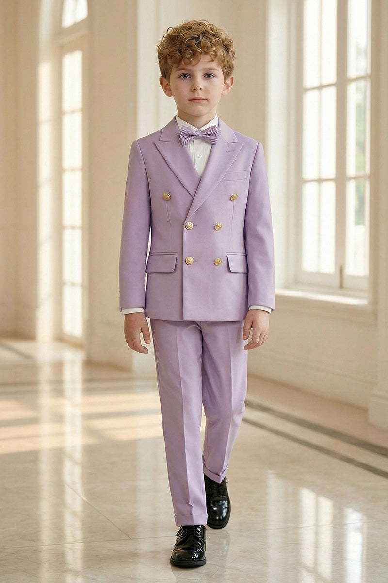 Boys Lavender Double-Breasted 2-Piece Suit