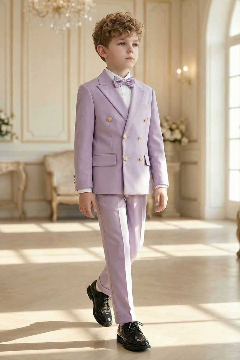 Boys Lavender Double-Breasted 2-Piece Suit
