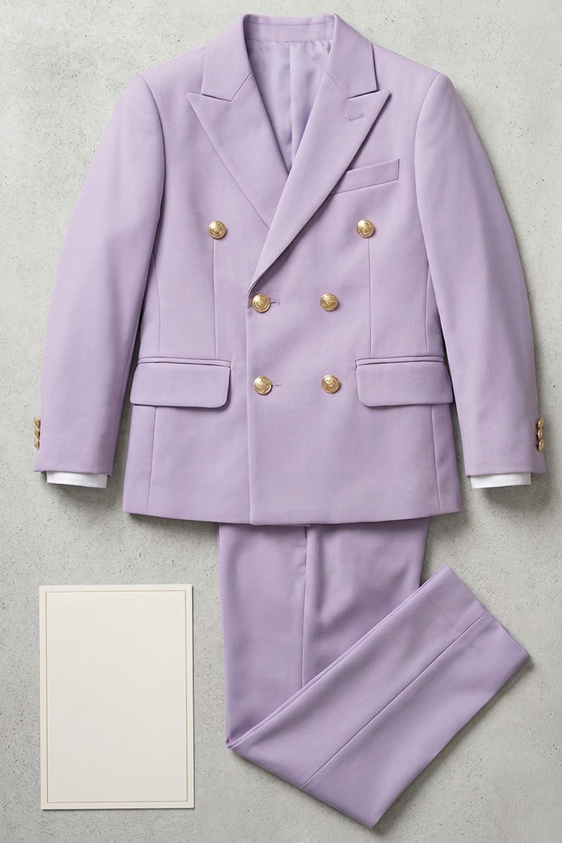 Boys Lavender Double-Breasted 2-Piece Suit