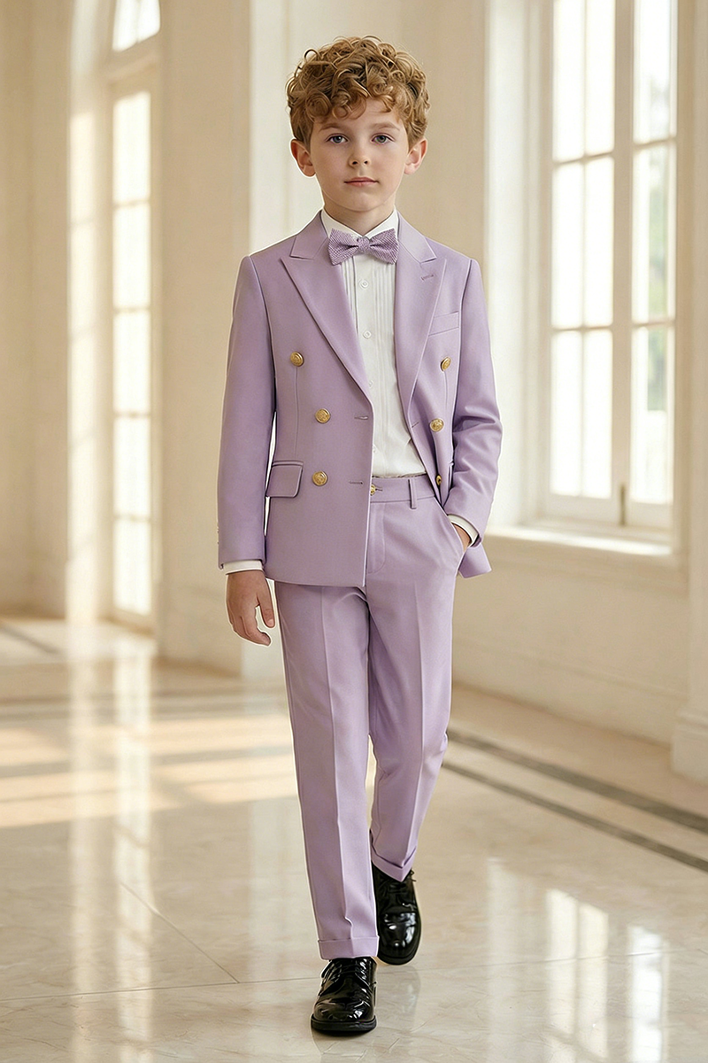 Boys Lavender Double-Breasted 2-Piece Suit