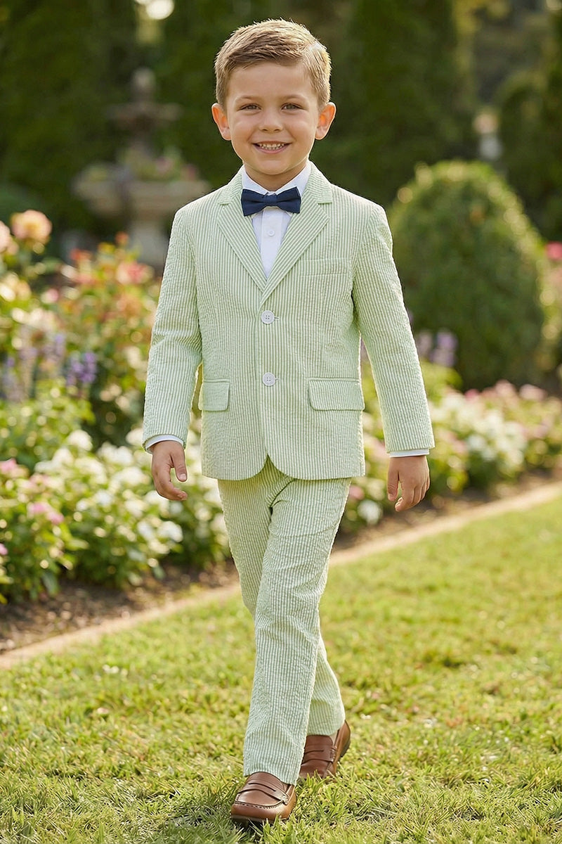 Boys Light Green Seersucker  2-Piece Suit