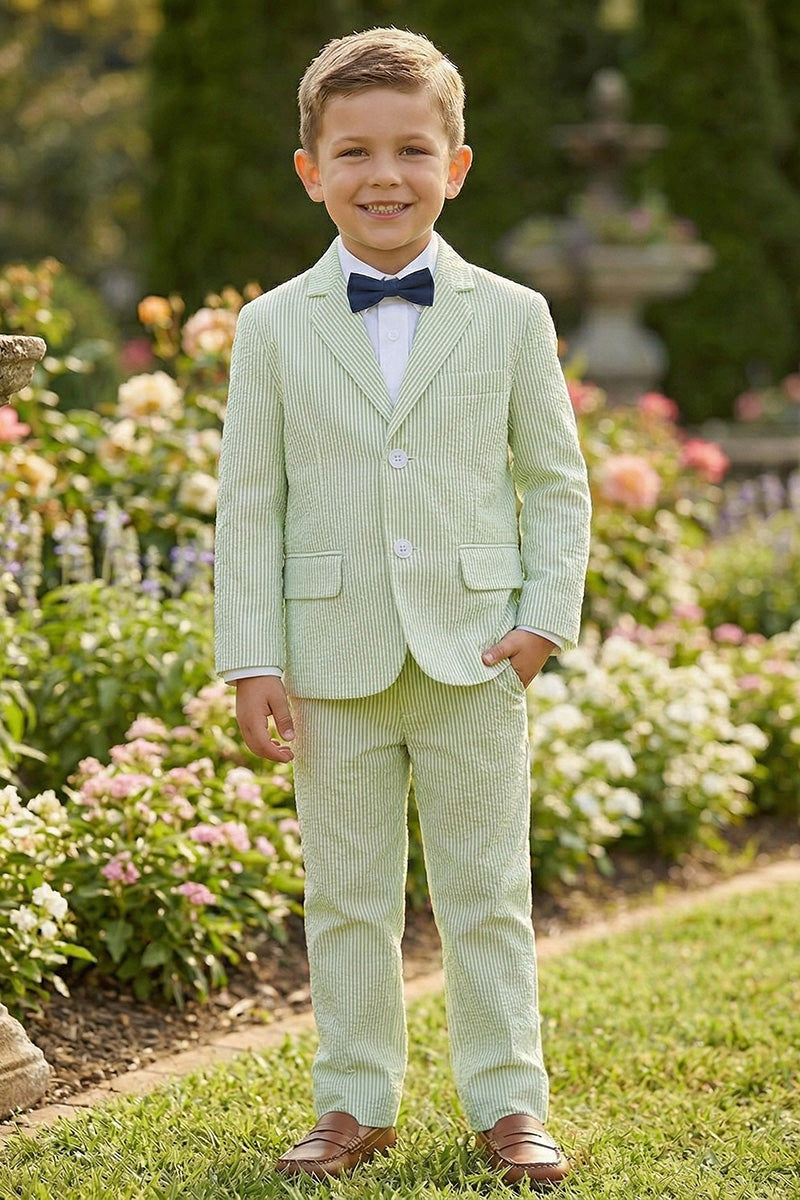 Boys Light Green Seersucker  2-Piece Suit