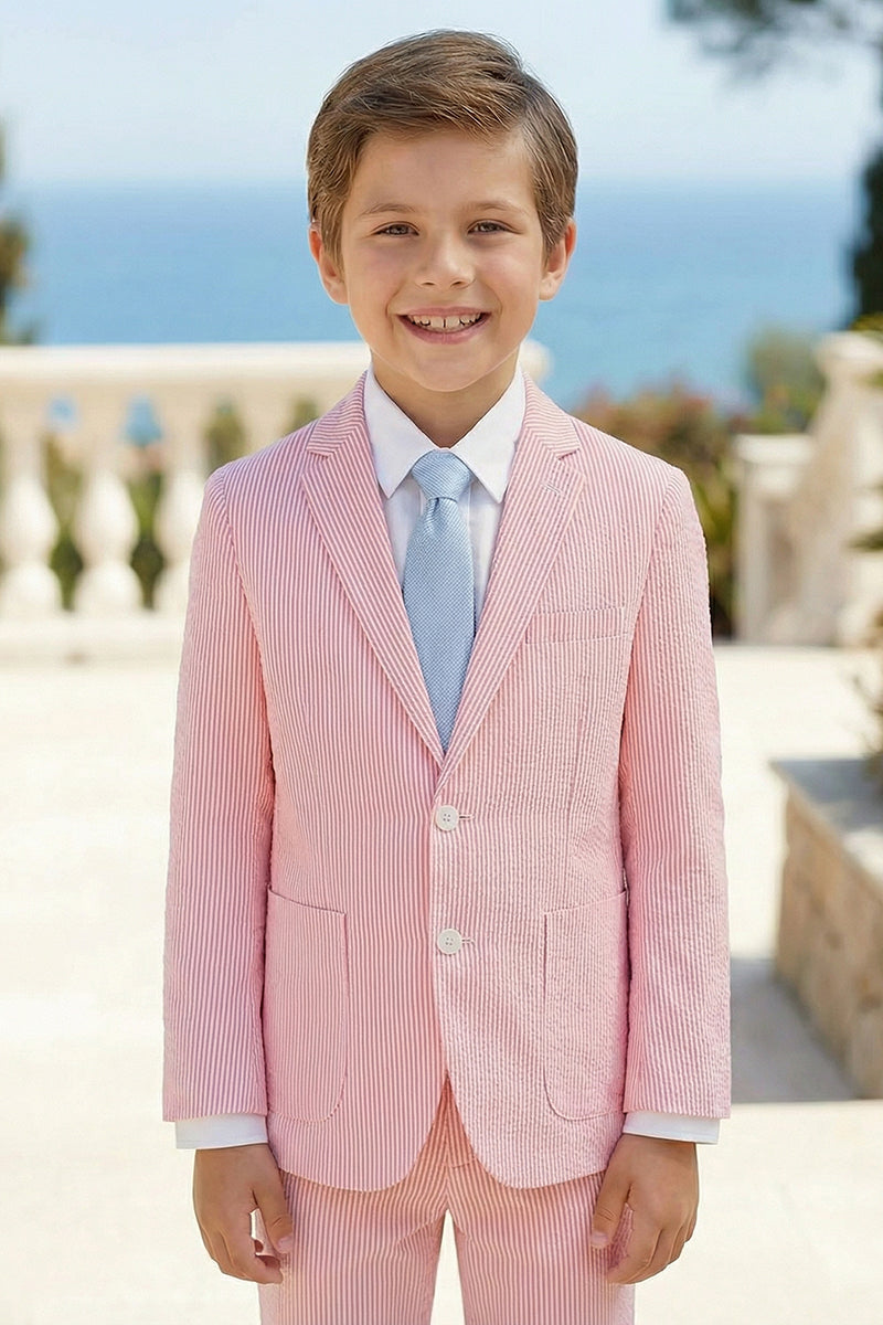 Boys Pink Seersucker 2-Piece Suit for Coastal Weddings