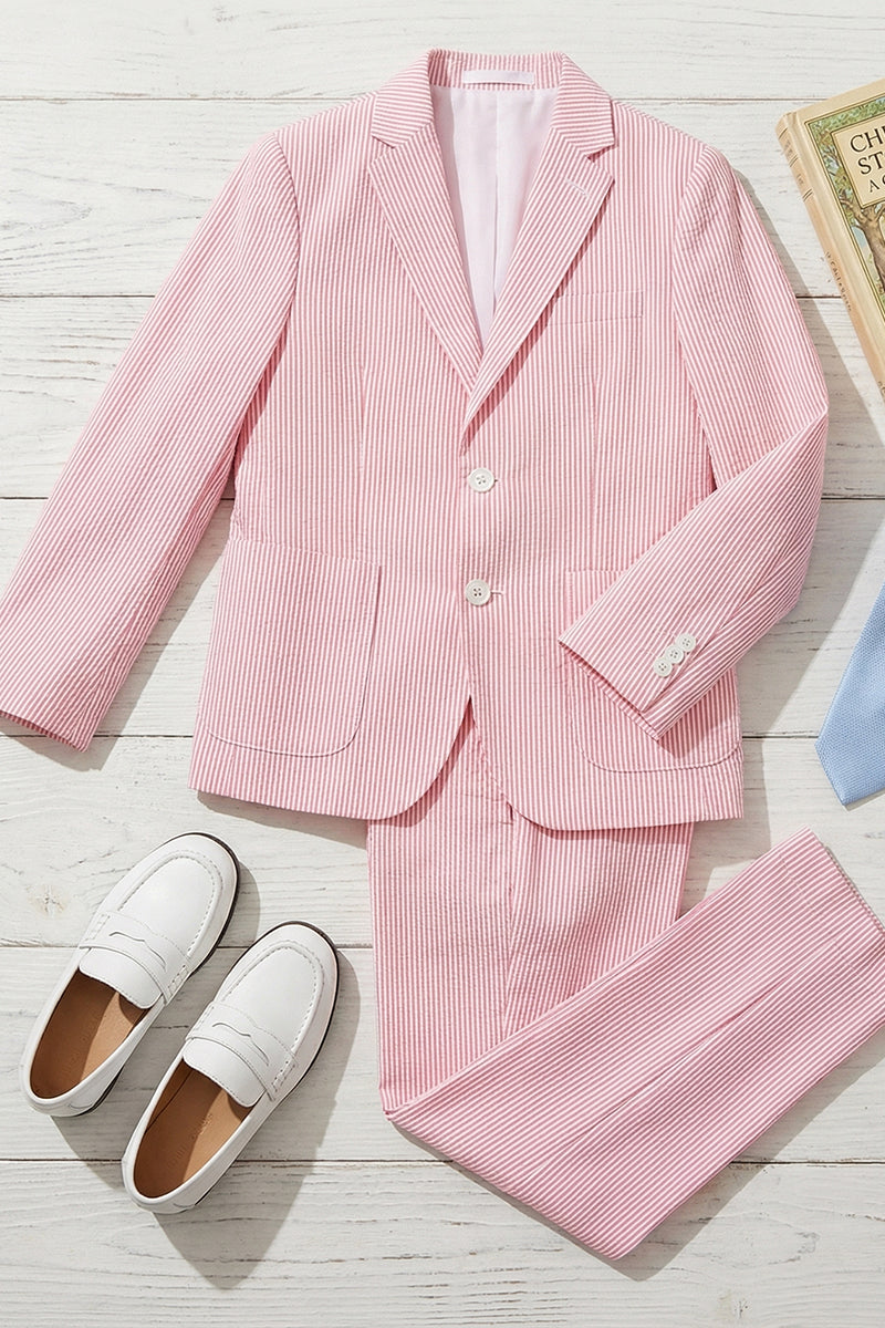 Boys Pink Seersucker 2-Piece Suit for Coastal Weddings