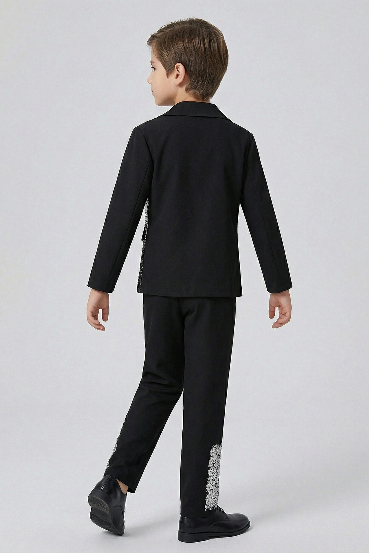 Black Sequined Single-Breasted 2-Piece Suit