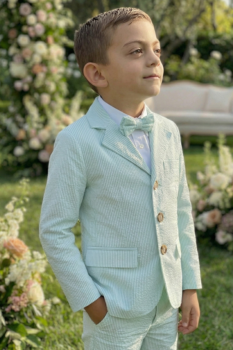 Boys Mint Seersucker Blazer & Shorts 2-piece Suit