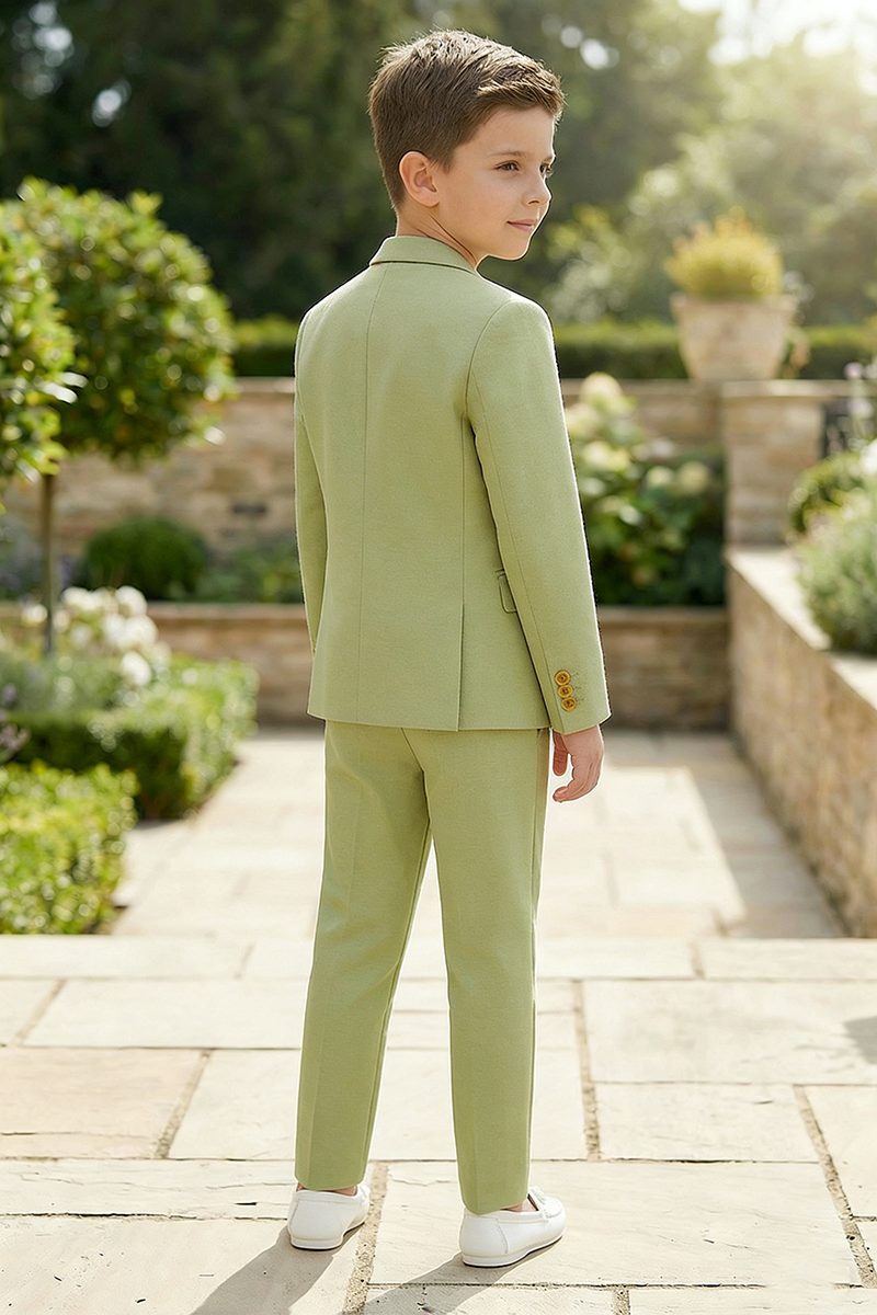 Boys Sage Green Linen 2-Piece Suit