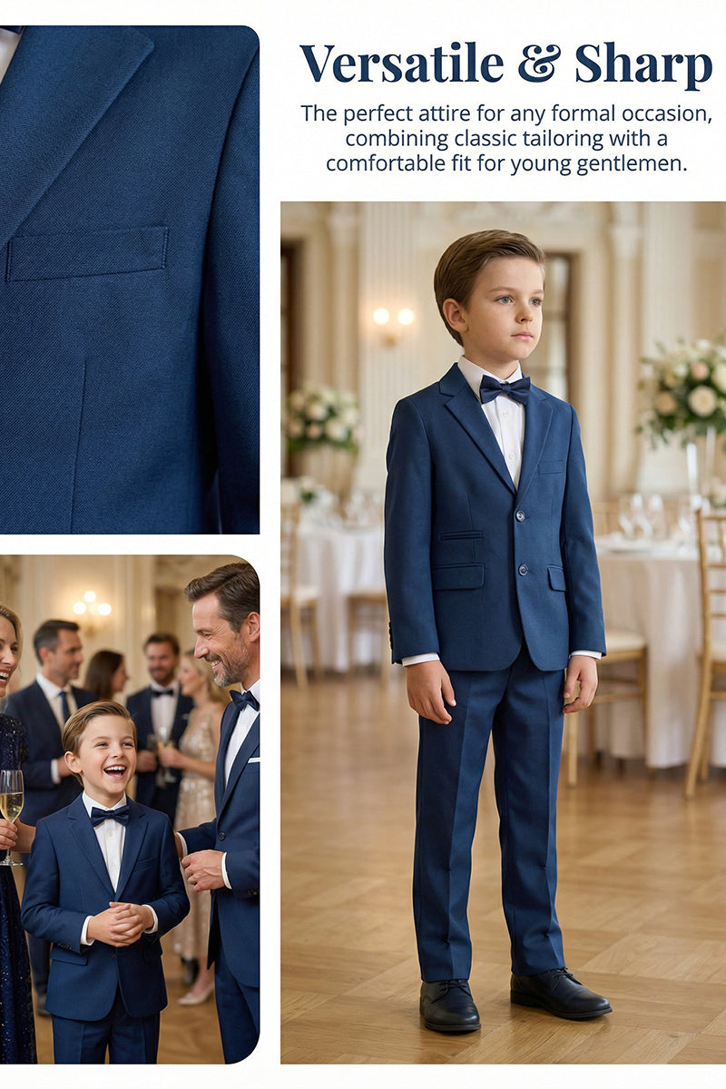 Boys Navy Blue 2-Piece Suit for Formal Weddings