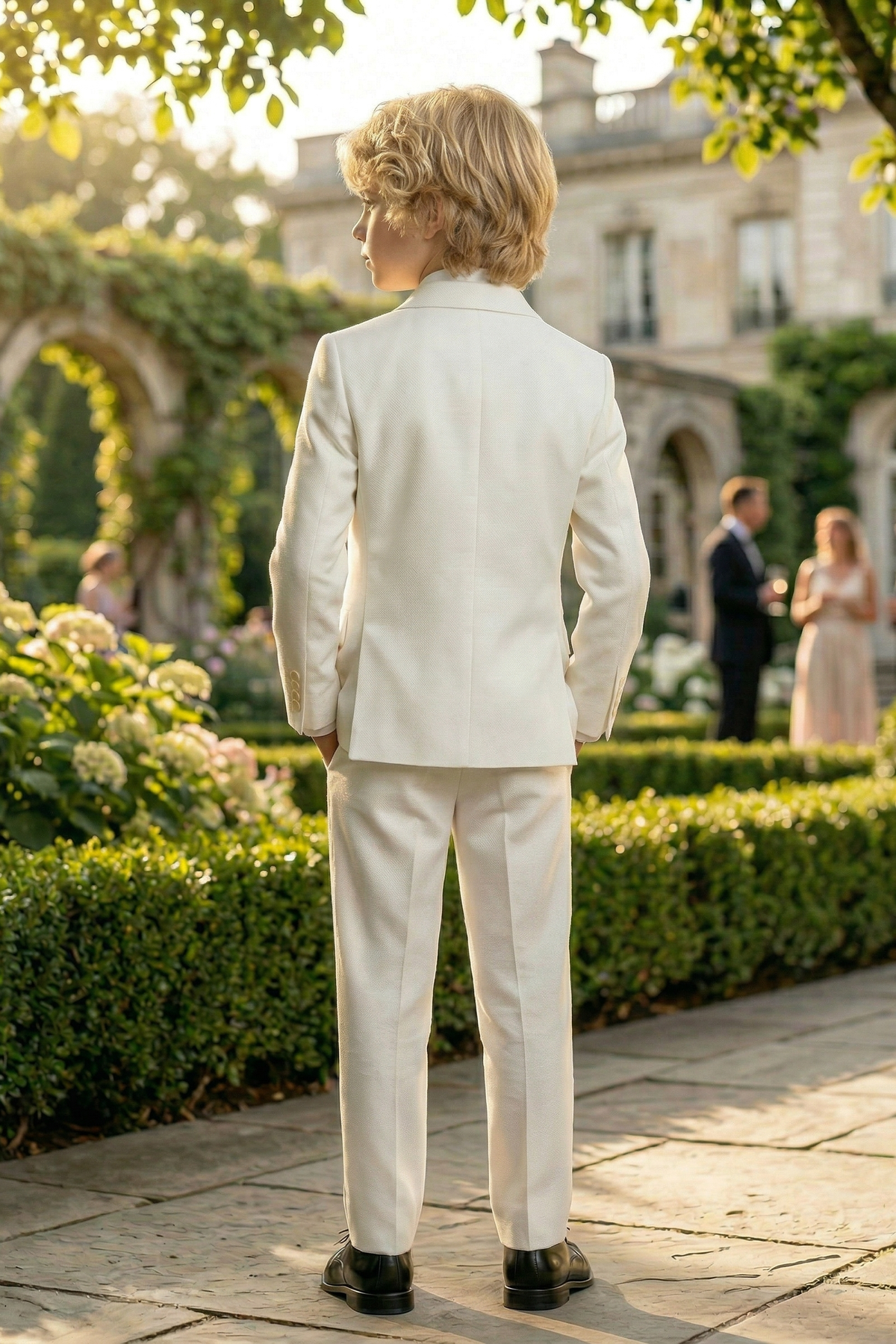 Off-White Cotton-Linen Blend Double-Breasted 2-Piece Suit