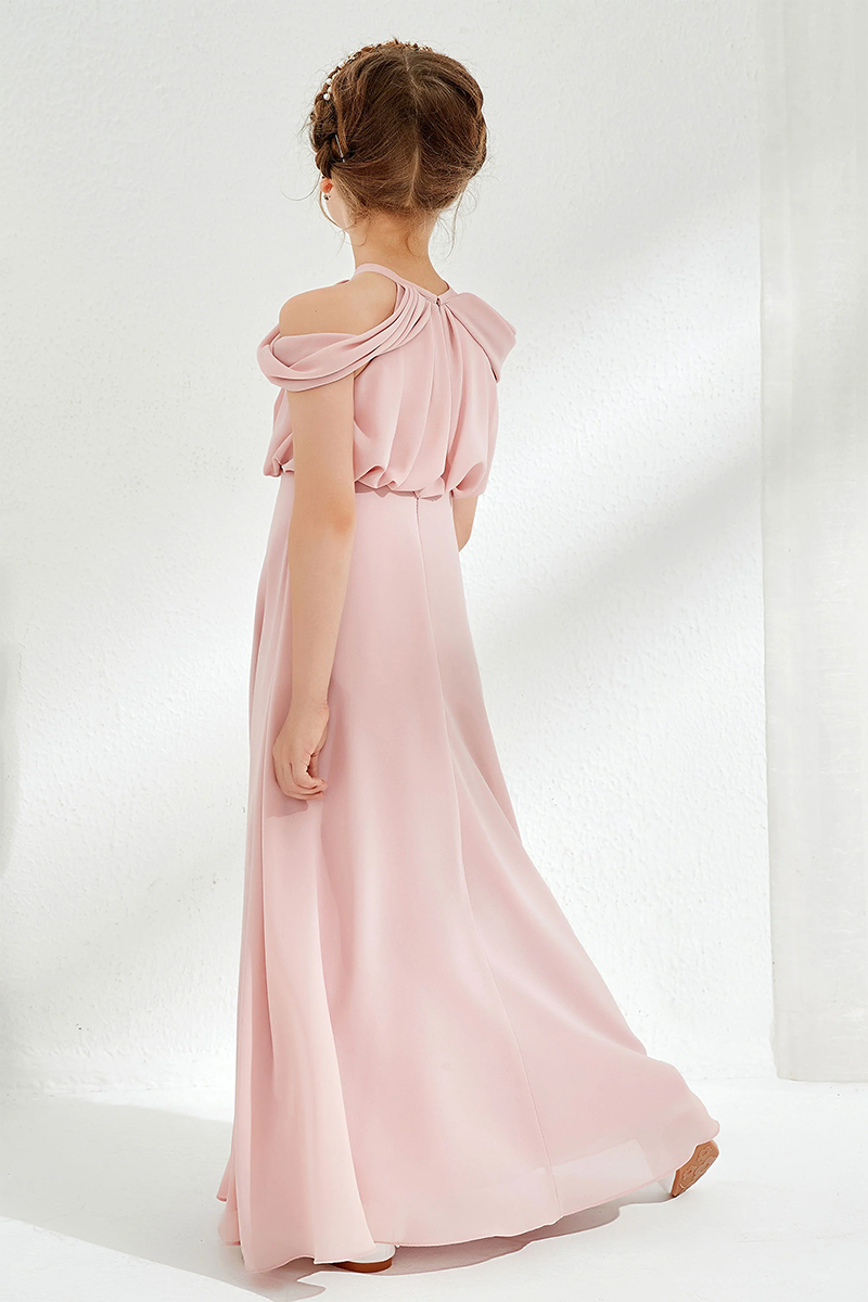 Blush Chiffon Flower Girl Dress for Weddings