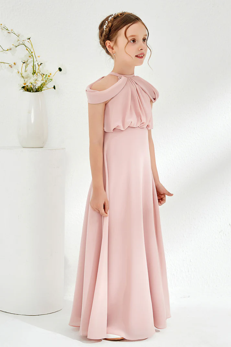 Blush Chiffon Flower Girl Dress for Weddings