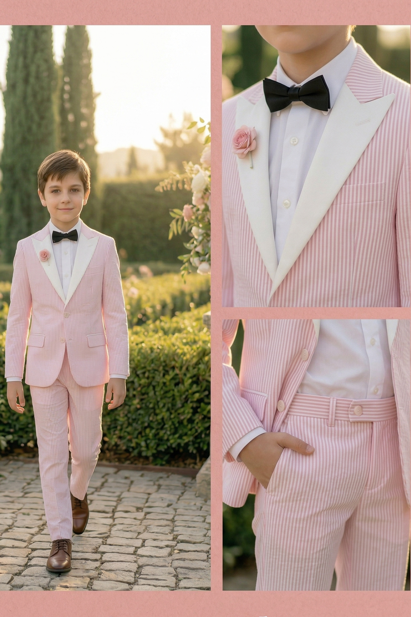 Pink And White Striped Seersucker 2-Piece Suit