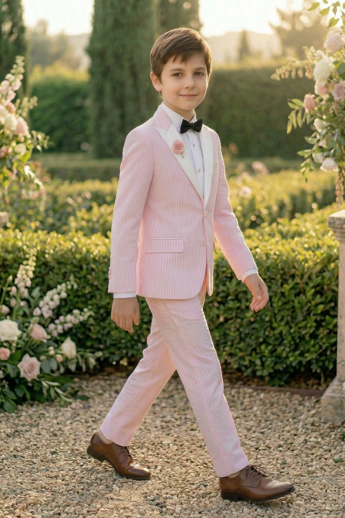Pink And White Striped Seersucker 2-Piece Suit