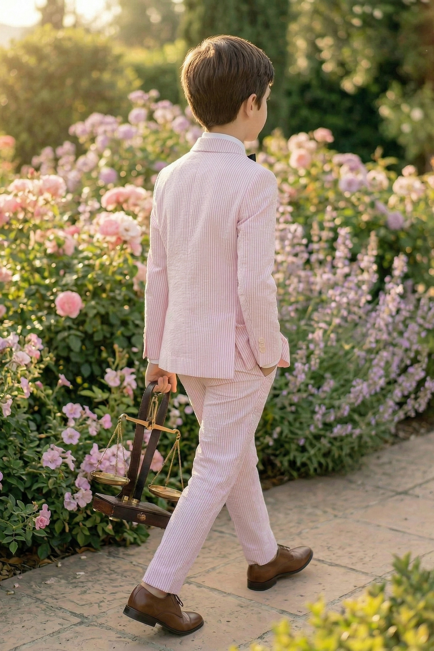 Pink And White Striped Seersucker 2-Piece Suit