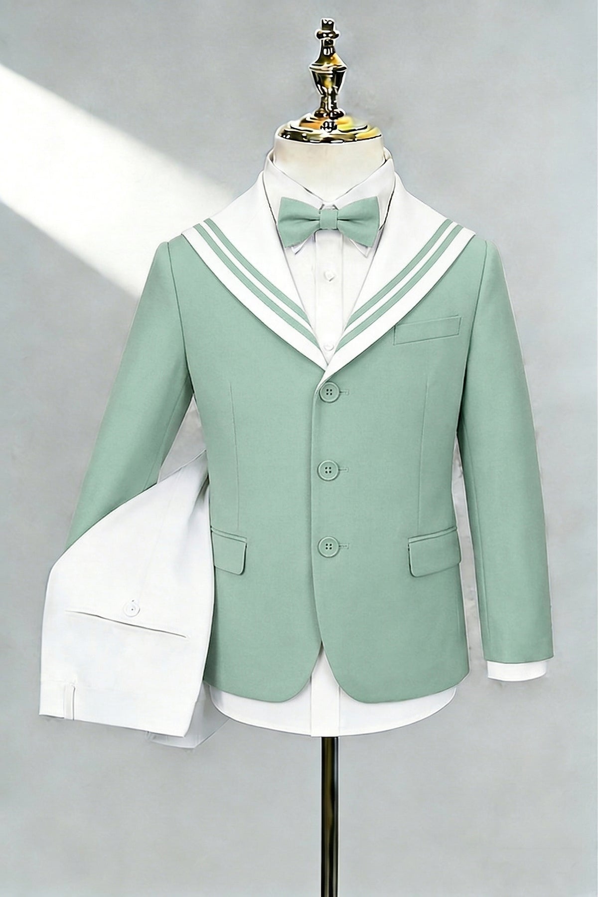 Boys Sage Green Sailor Collar 2-Piece Suit