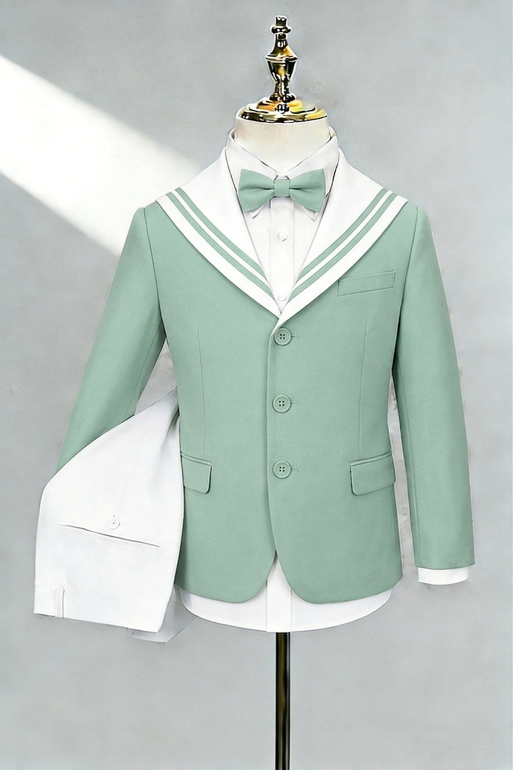 Boys Sage Green Sailor Collar 2-Piece Suit