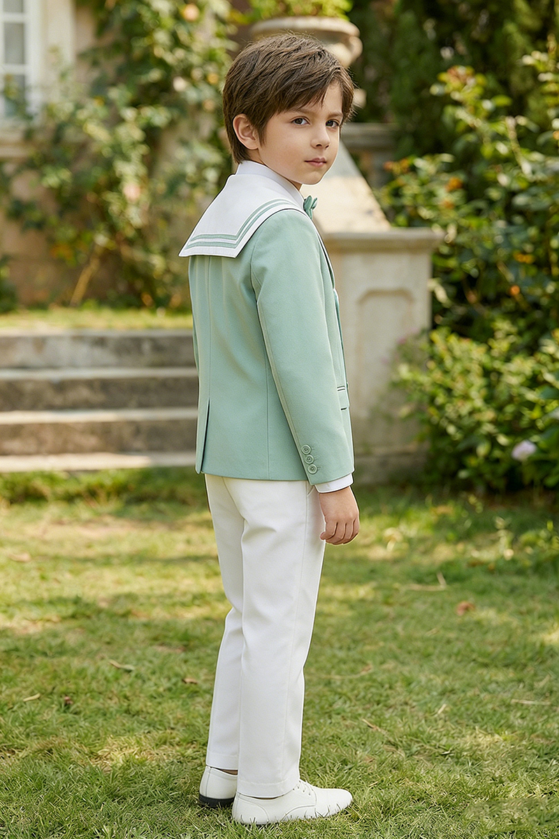 Boys Sage Green Sailor Collar 2-Piece Suit