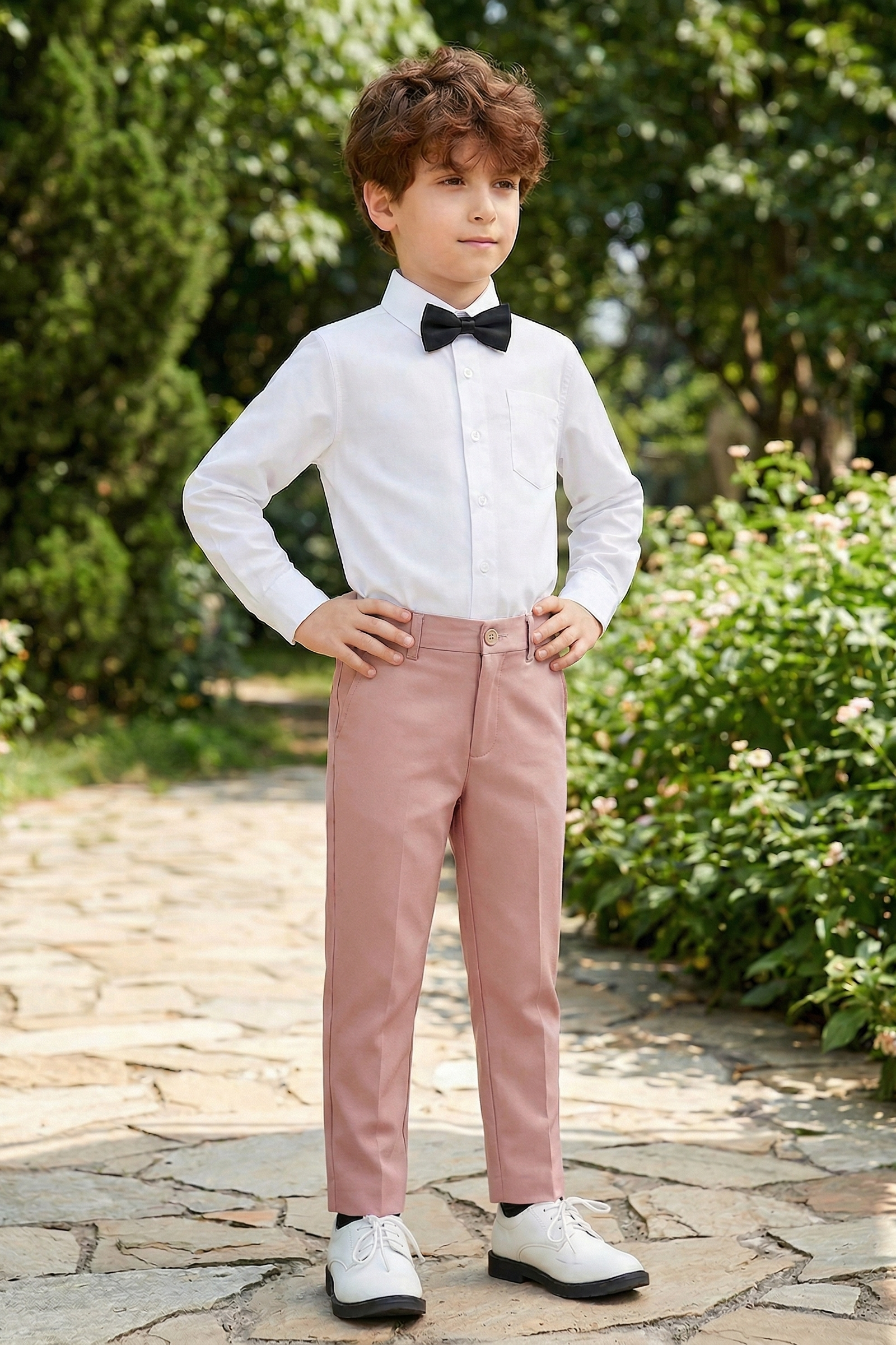 Basic Pink Straight-Leg Trousers