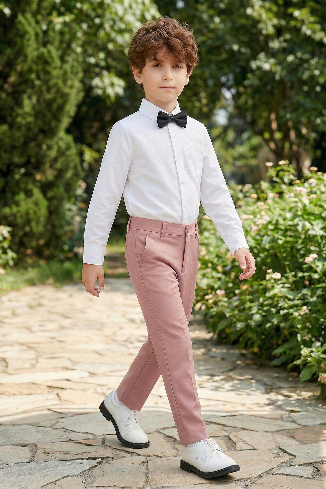 Basic Pink Straight-Leg Trousers