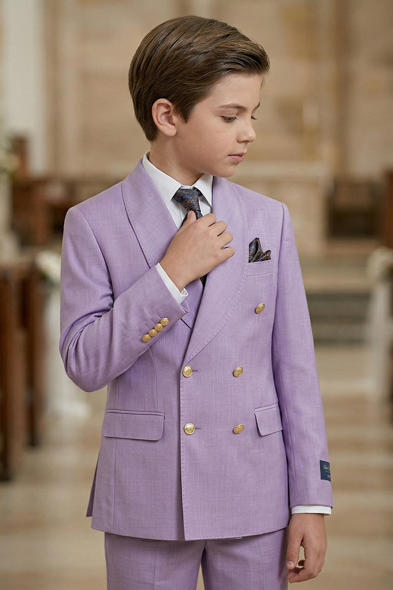 Boys Lavender Double-Breasted Suit 2-piece Suit