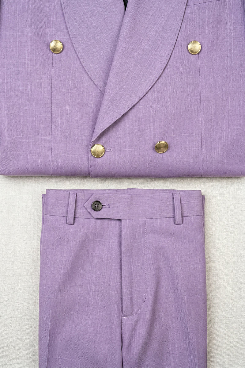 Boys Lavender Double-Breasted Suit 2-piece Suit