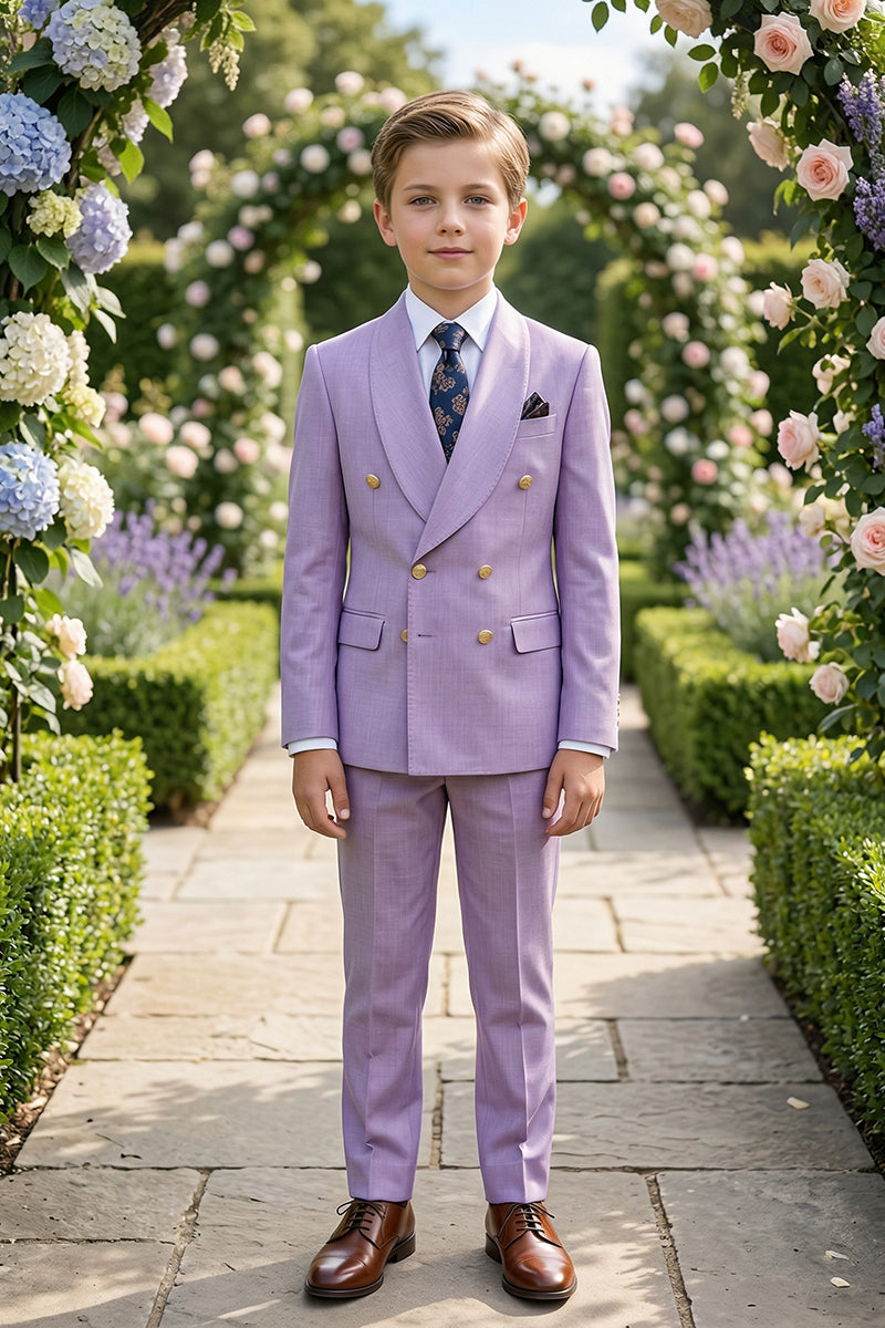 Boys Lavender Double-Breasted Suit 2-piece Suit