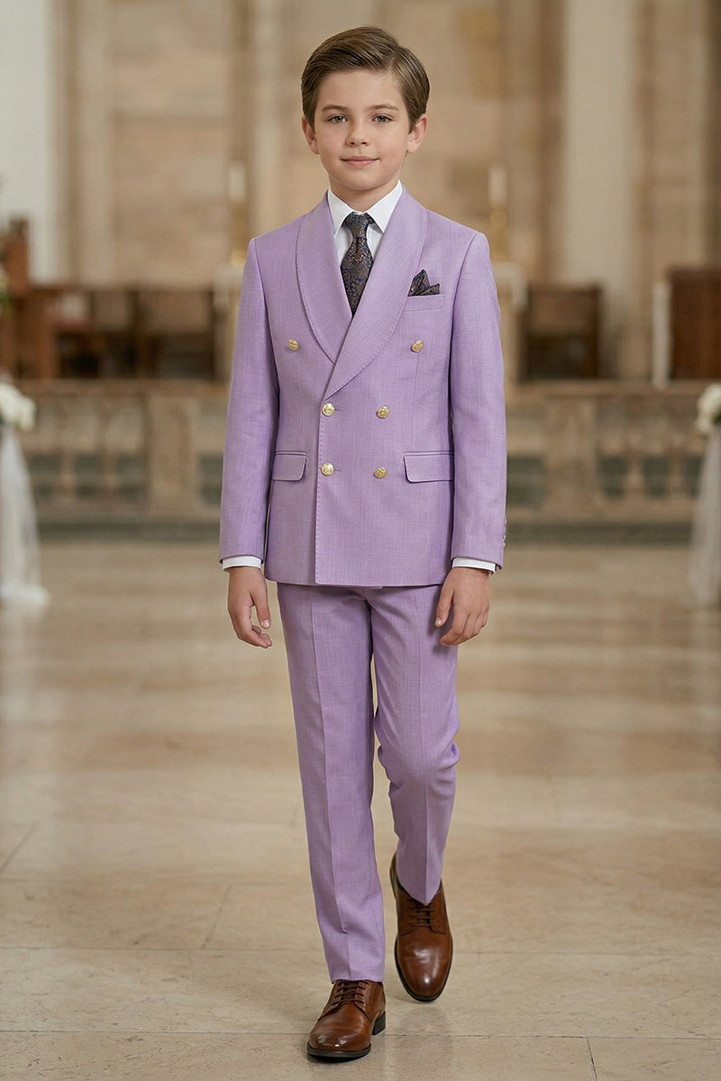 Boys Lavender Double-Breasted Suit 2-piece Suit