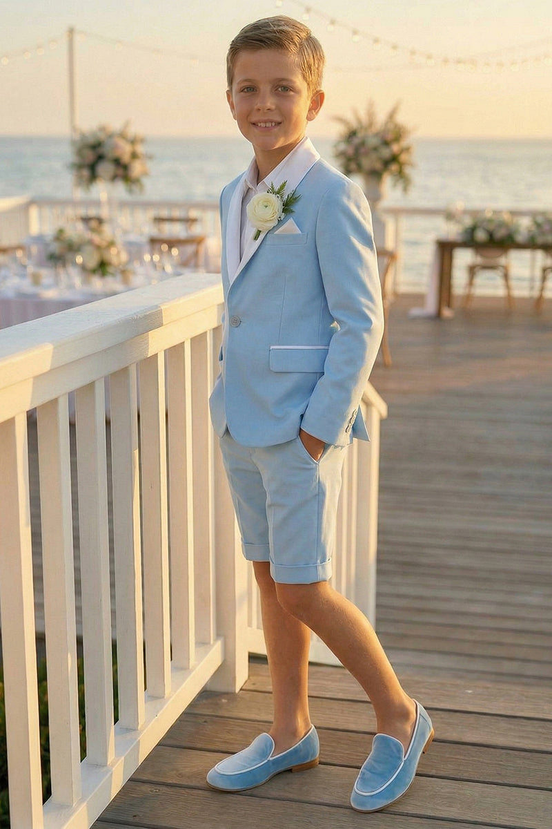 Boys Sky Blue Blazer & Shorts 2-piece Suit