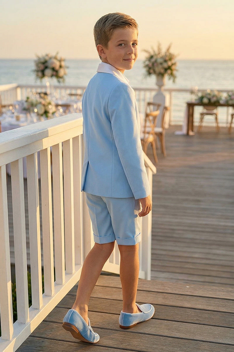 Boys Sky Blue Blazer & Shorts 2-piece Suit
