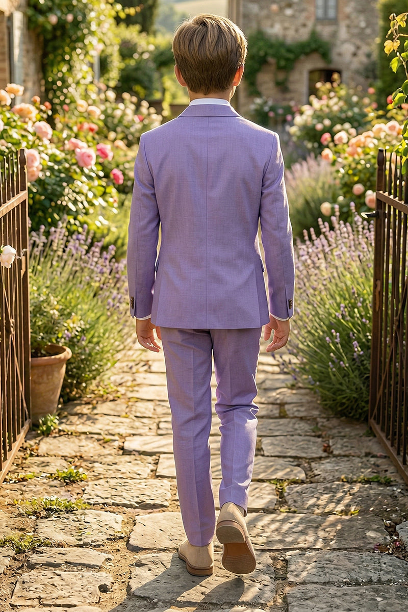 Boys Lavender Linen-Blend 2-piece Suit