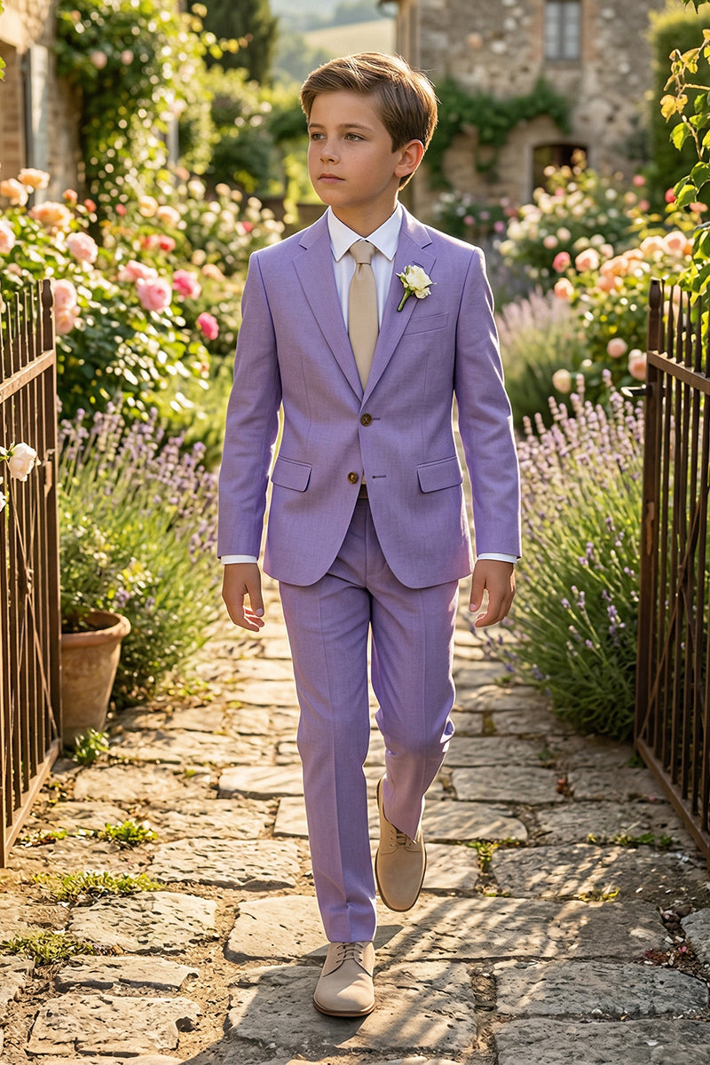 Boys Lavender Linen-Blend 2-piece Suit