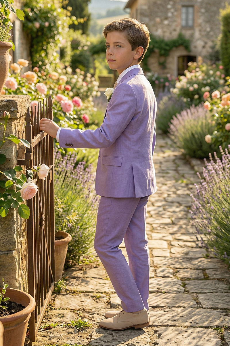 Boys Lavender Linen-Blend 2-piece Suit