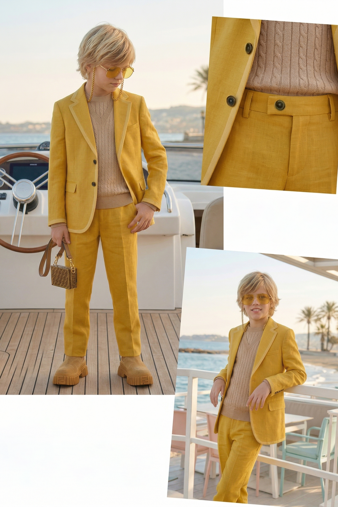 Golden Yellow Cotton-Linen Blend Single-Breasted 2-Piece Suit