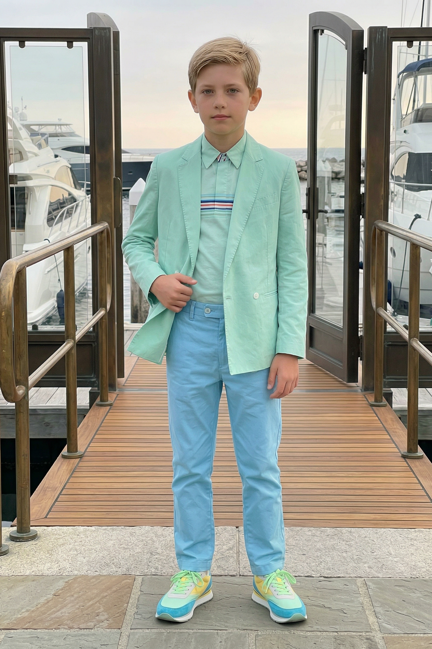 Mint Green And Tiffany Blue Double-Breasted 2-Piece Suit