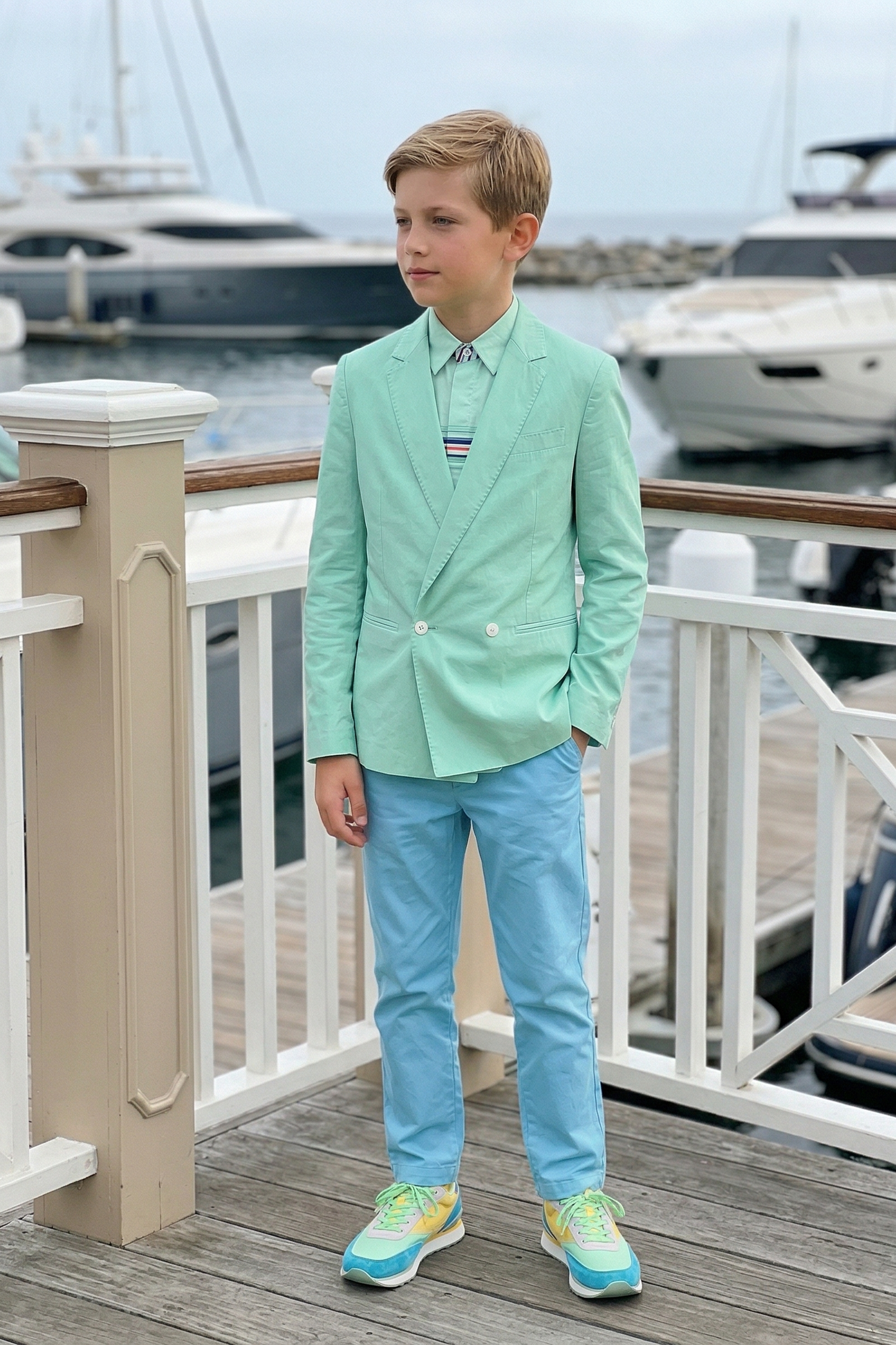Mint Green And Tiffany Blue Double-Breasted 2-Piece Suit