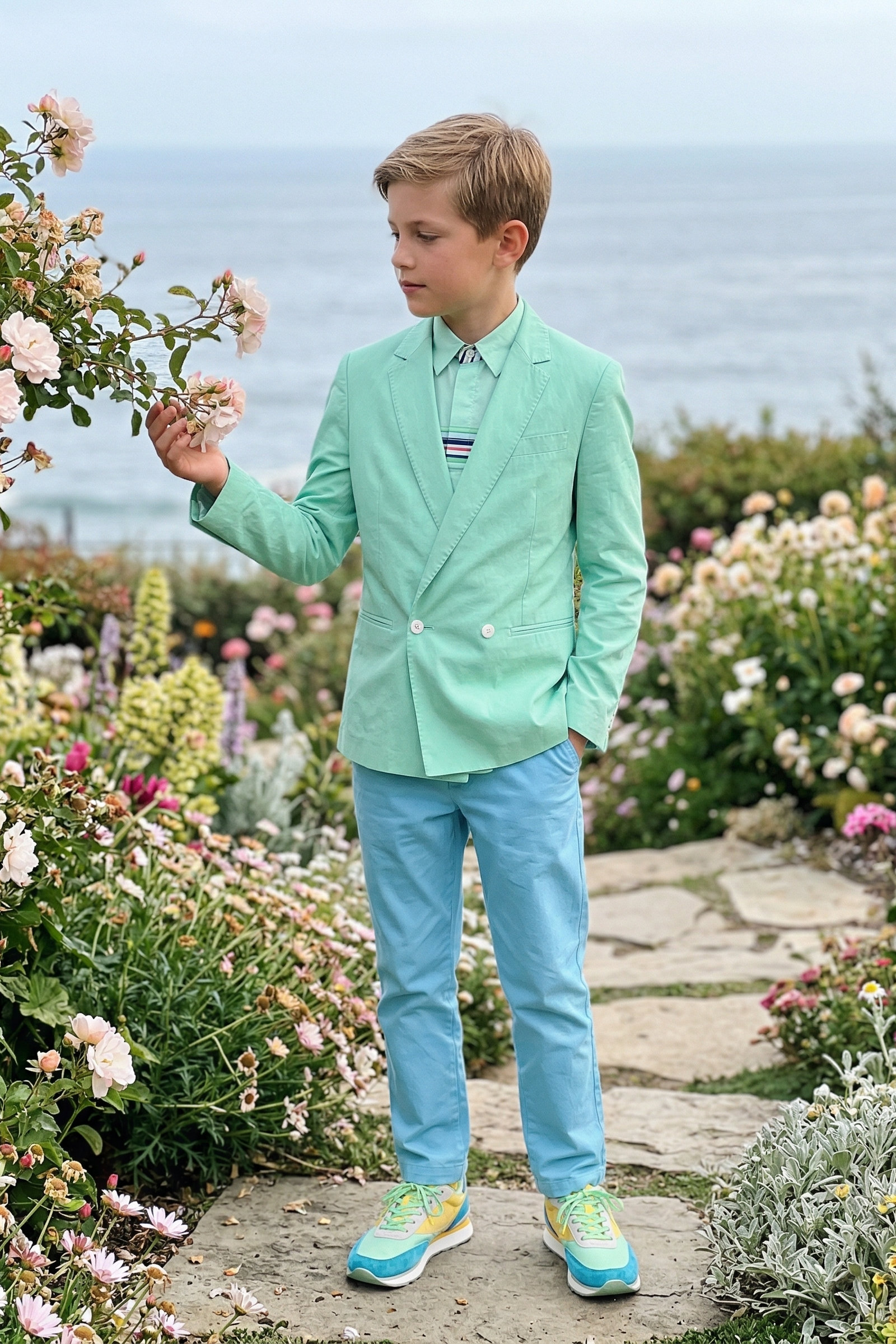 Mint Green And Tiffany Blue Double-Breasted 2-Piece Suit
