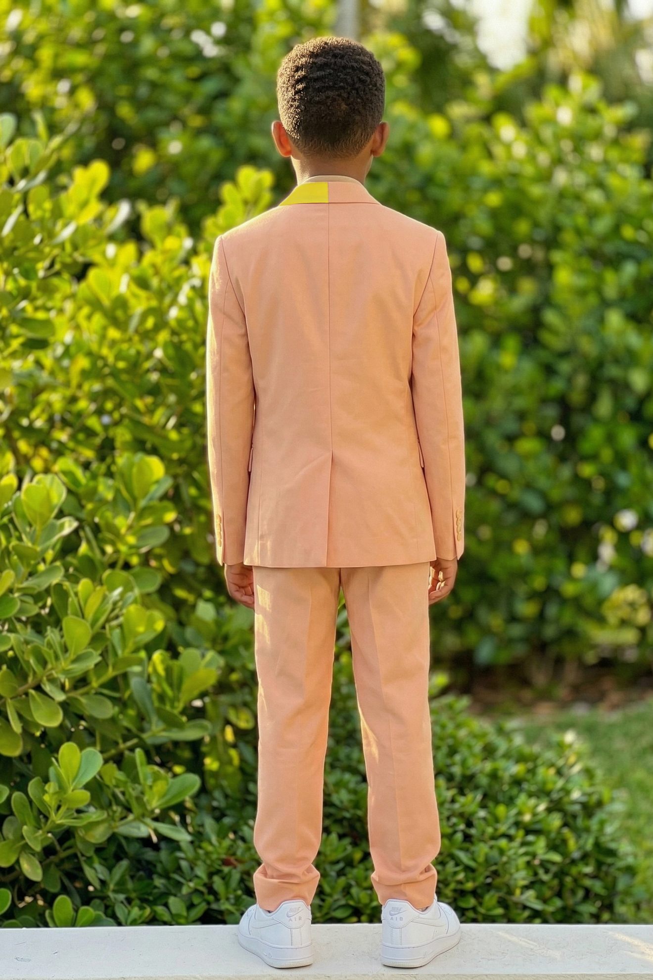 Coral Pink And Bright Yellow Double-Breasted 2-Piece Suit