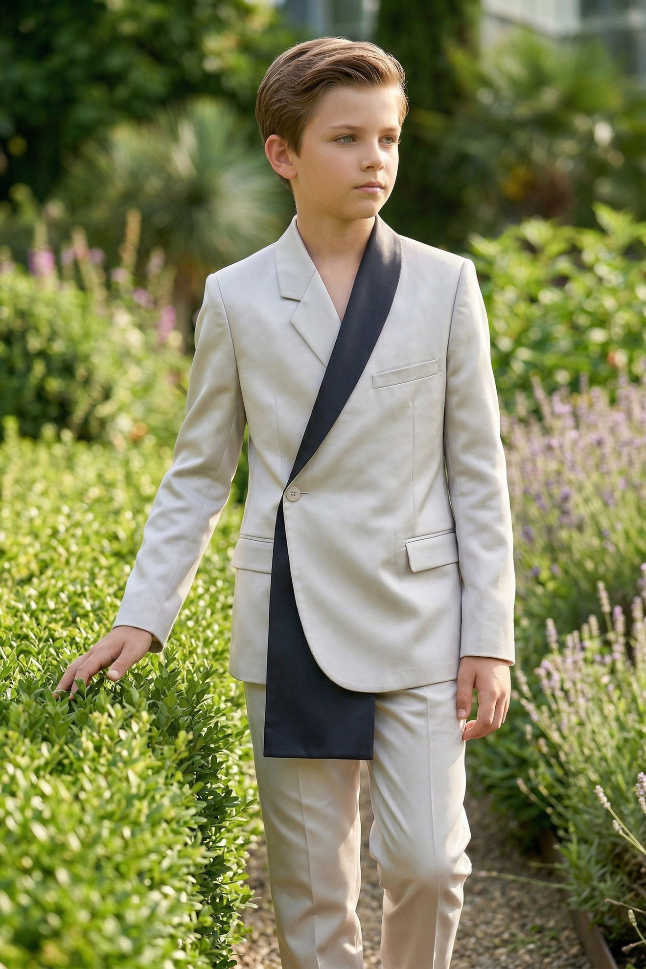 Silver And Black Satin Asymmetry 2-Piece Suit