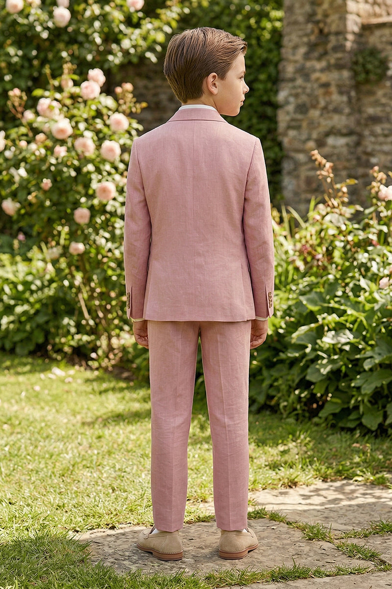 Boys Dusty Pink Linen-Blend 2-piece Suit